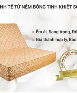 Dòng đệm bông tinh khiết gấp 2 tấm, mới lớp mút chần êm ai, sang trọng, độ bền cao, giá thành hợp lý, bảo hành tới 05 năm