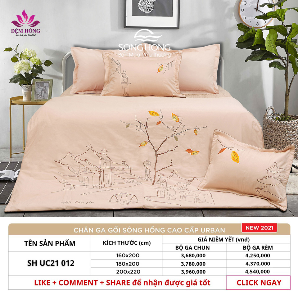 Bảng gái niêm yết chăn ga gối Sông Hồng Urban mã SH_UC21-012