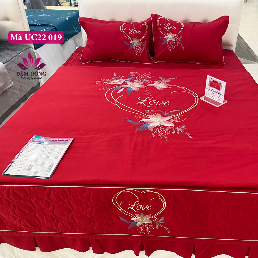 Mẫu ảnh thực tế bộ chăn ga gối cưới Sông Hồng Urban cao cấp mã UC22 - 019