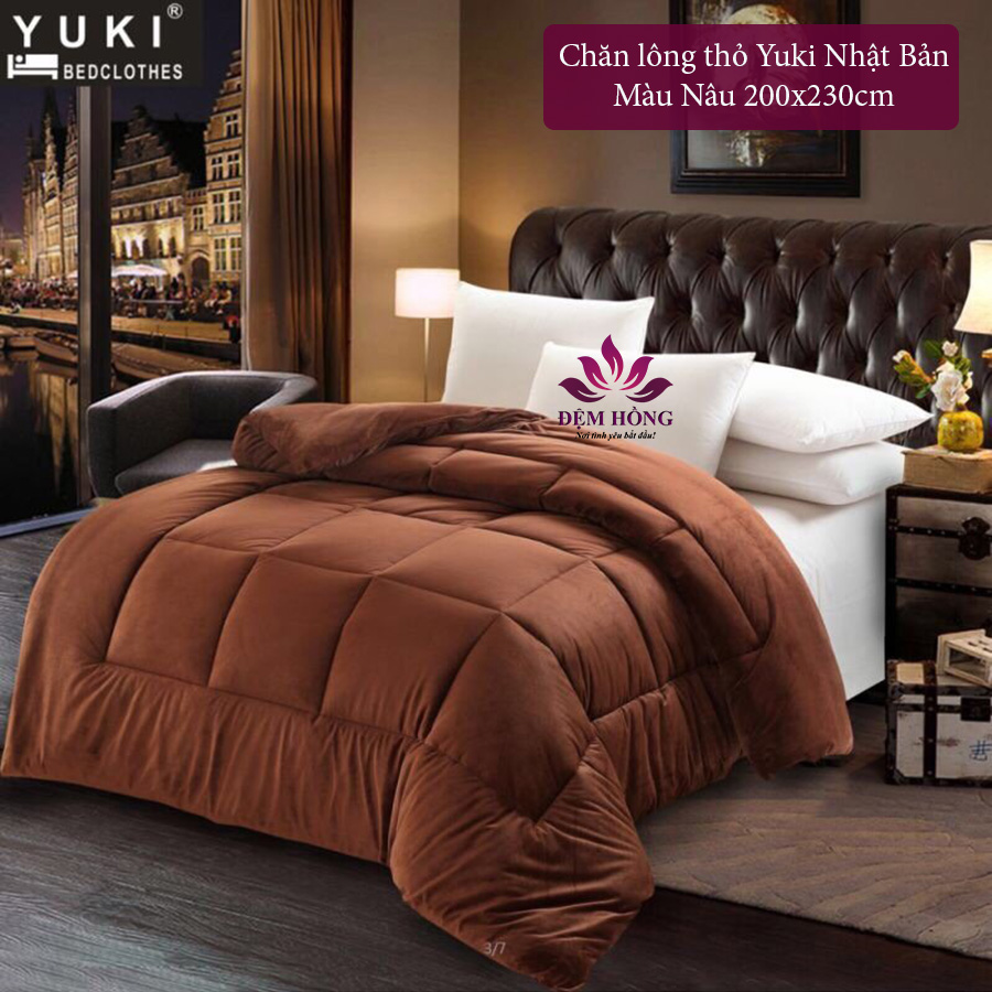 Chăn lông thỏ Yuki Nhật Bản siêu ấm - Màu Nâu socola Chăn lông thỏ Yuki Nhật Bản siêu ấm - Màu Nâu socola
