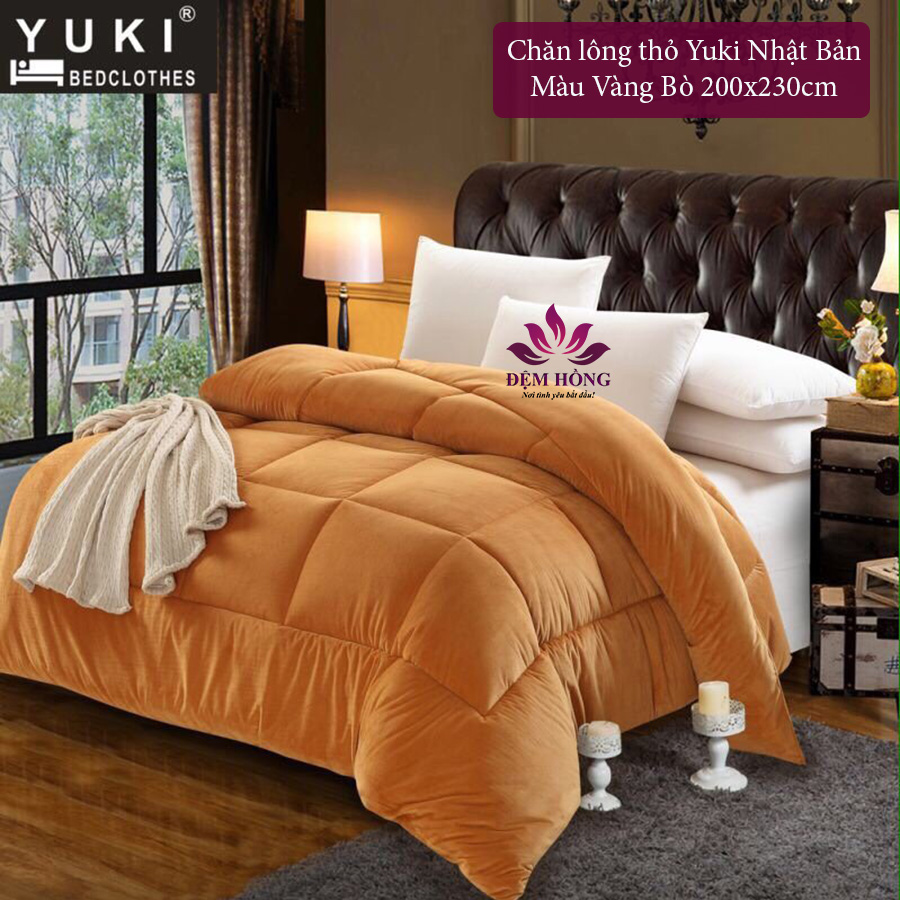 Chăn lông thỏ Yuki Nhật Bản siêu ấm - Màu Vàng Bò Chăn lông thỏ Yuki Nhật Bản siêu ấm - Màu Vàng Bò