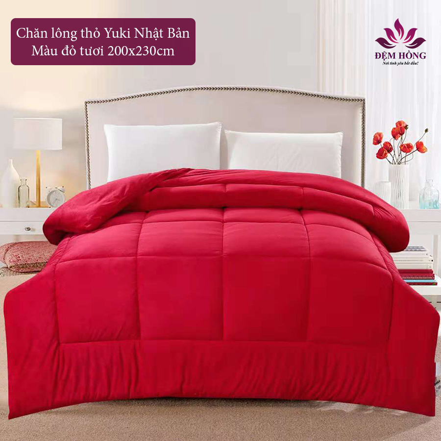 Chăn lông thỏ Yuki Nhật Bản siêu ấm - Màu Đỏ Tươi Chăn lông thỏ Yuki Nhật Bản siêu ấm - Màu Đỏ Tươi